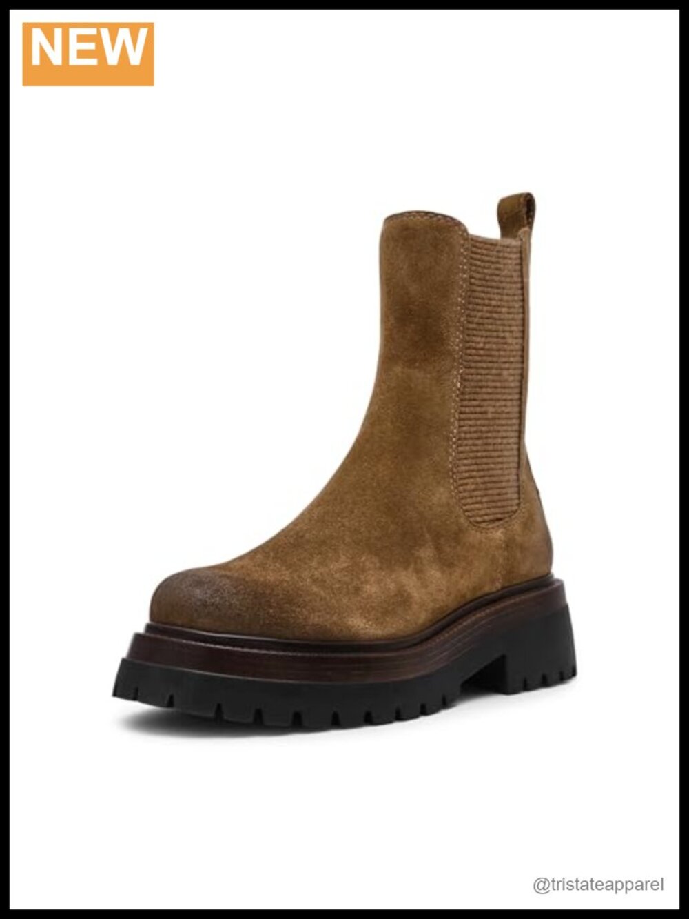 Suede Chelsea Ankle Bootie Low Block Heel Casual Boot